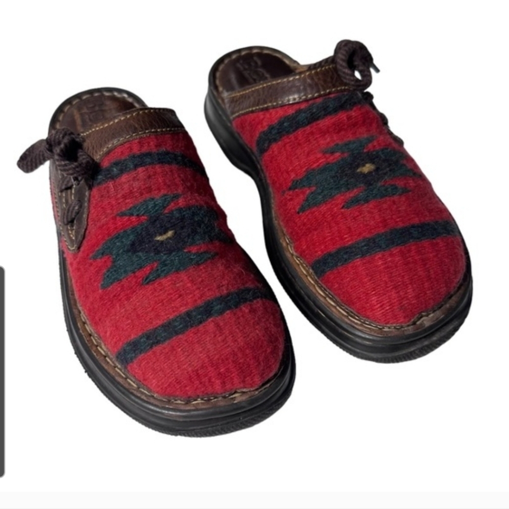 Born Handwoven Red Aztec Slip-On Clogs
